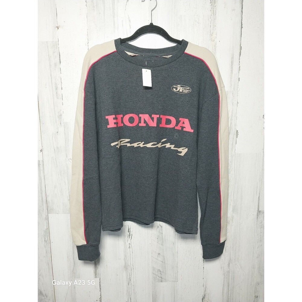 Aeropostale Men's Long Sleeve Honda Racing Graphic Sweatshirt Gray Small